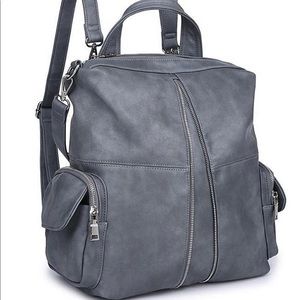 Vici Dallas Dark Gray Vegan Leather Backpack EUC